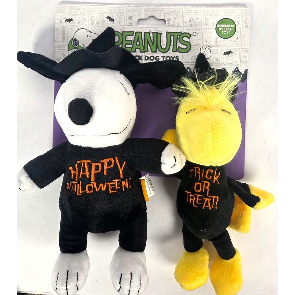 Snoopy Woodstock Halloween Dog Toy 2 Pack Plush Trick or Treat Peanuts NEW